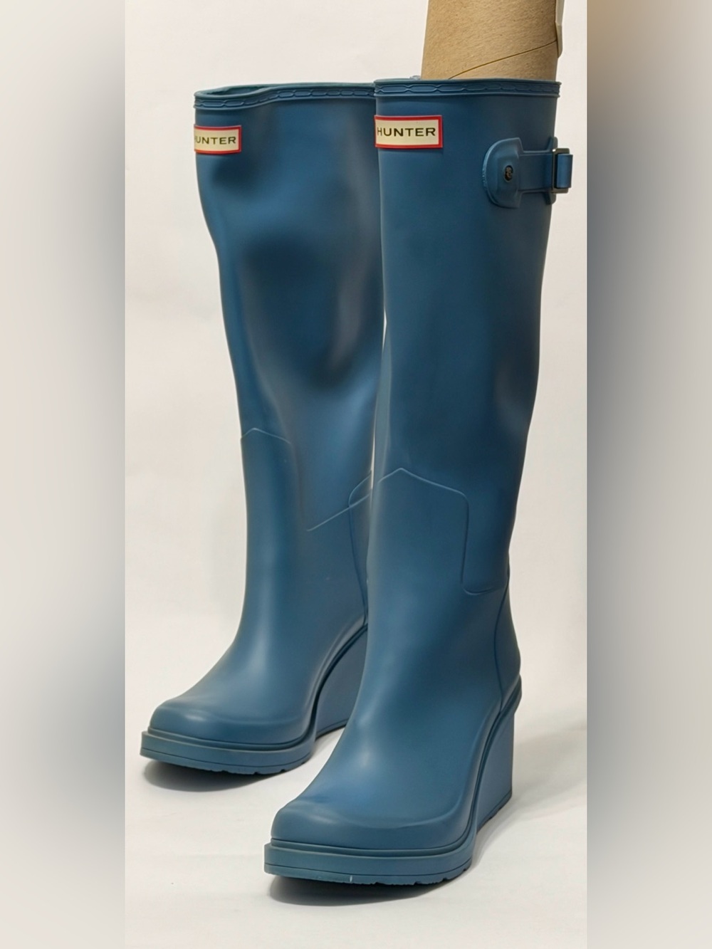 Hunter Blue Wedge Tall Rain Boots - Size 10